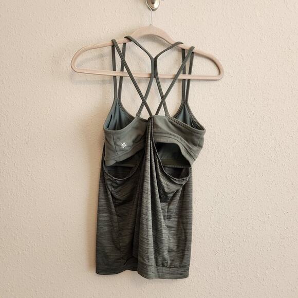 Athleta Shadow Stripe‎ Energize Tank Jasper Green Size Medium - Picture 6 of 12